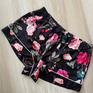 LIKE NEW VICTORIA'S SECRET SATIN sleep SHORTS pajama bottom floral rose XL